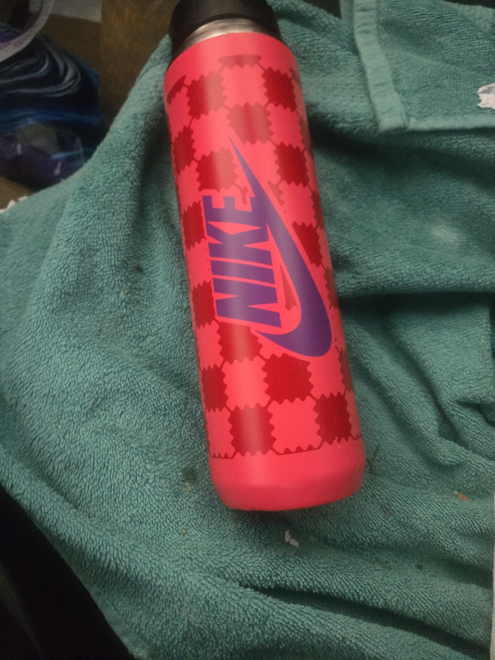 Nike Pink Water Bottle with Swoosh Logo